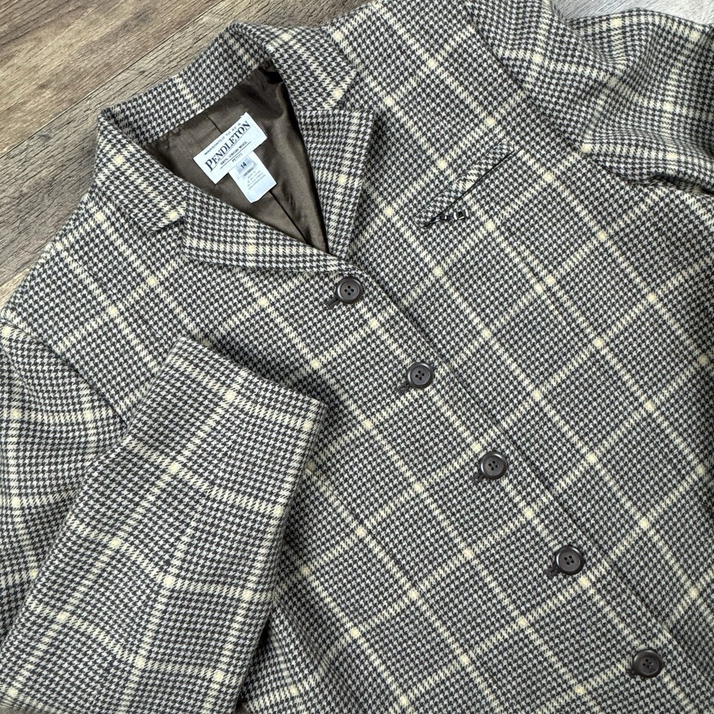 Vintage Pendleton Jacket‎ 100% Virgin Wool Plaid Blazer Petite Sz 14